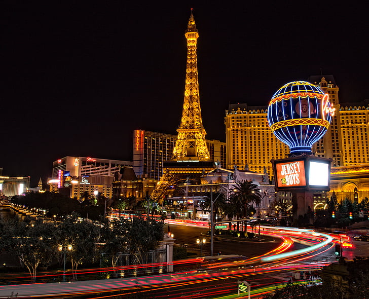 Las, Vegas, juostelės, nuotrauka, Naktinis šviestuvas, kazino, naktį