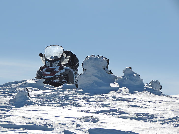 Kamchatka, snowmobile, Inverno, estrada de inverno, frio, tempo, paisagem de inverno