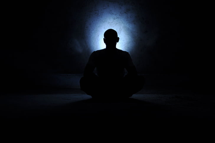 Saint, méditation, Yoga, méditant, aura, lumière de retour, Yogi