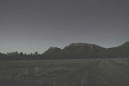 Hill, Mountain, natt, stjärnor, lysande, naturen, Sky