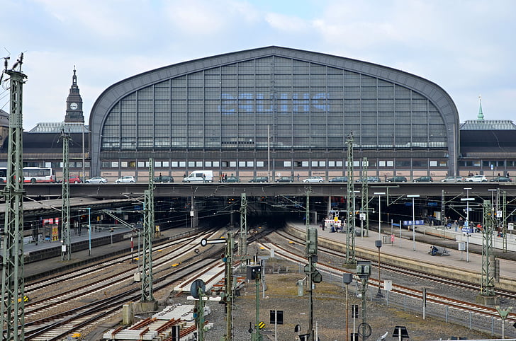 Hamburg, dzelzceļa stacija, dzelzceļa satiksmes, gleise, platformas, centrālajā stacijā, pasažieru