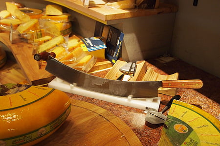 faca de queijo, queijo, corte de queijo, loja, Países Baixos
