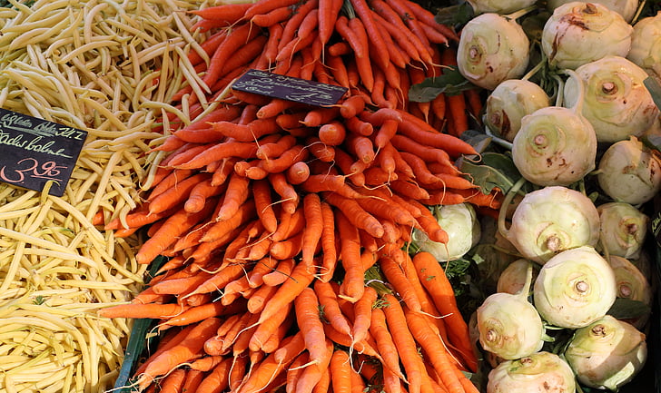 beans, carrots, vegetables, food, market, farmers local market