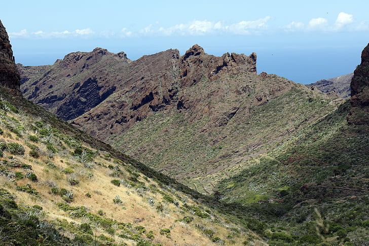 paisaje, montañas, Océano, Tenerife, España, Islas Canarias, Ver