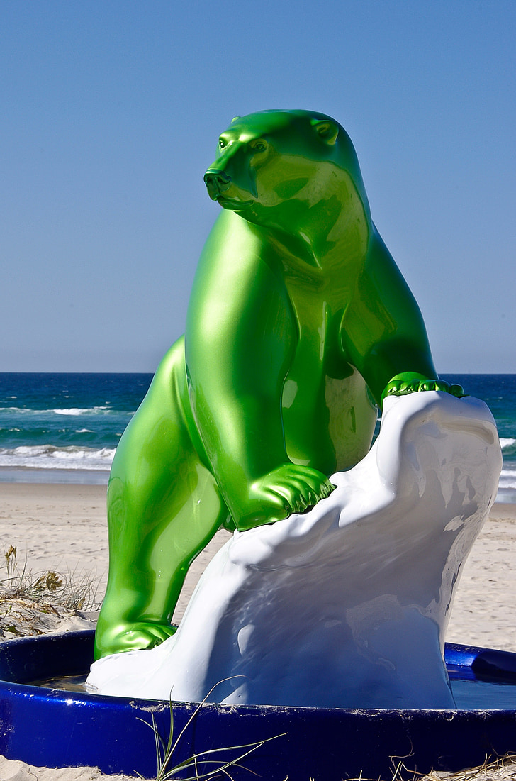 polar bear, green, artificial, bear, sculpture, art, animal