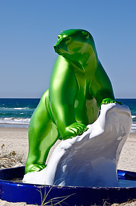 北极熊, 绿色, 人工, 熊, 雕塑, 艺术, 动物