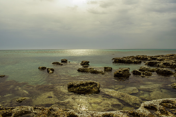 costa rochosa, pedras, mar, transparente, água, natureza, praia