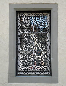 okno, siatki, dublowanie, kutego żelaza, kratą okna