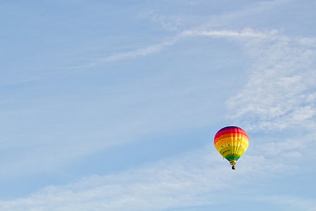 hot, air, balloon, blue, sky, outdoor, nature