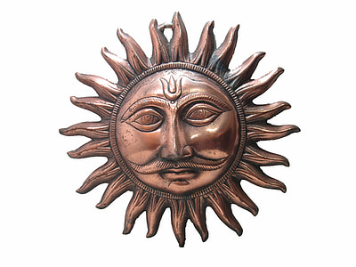 Surya ZZ5, metal preto, revestimento de cobre, bronze, sol, decoração, ornamentado