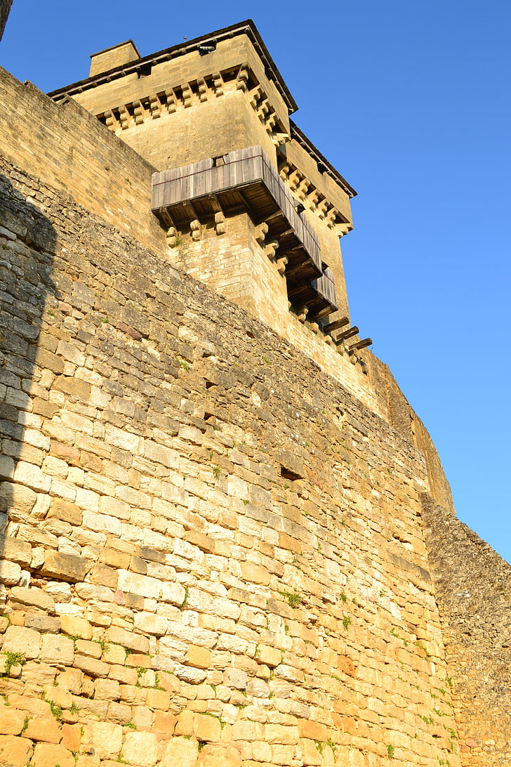Kastil abad pertengahan, dinding batu, usia menengah, Dordogne, Château de castelnaud, tembok Istana, benteng