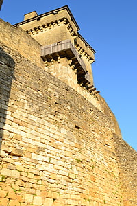 castell medieval, mur de pedra, l'edat mitjana, Dordonya, Château de castelnaud, paret del castell, fortalesa