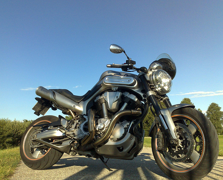 motorcykel, cykel, transport, Yamaha mt-01, porträtt, utanför, närbild