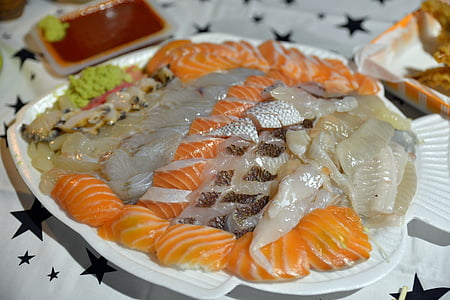 aliments, Sashimi de, temps, fotos aliments, deliciós, wasabi, assortiment de vegades