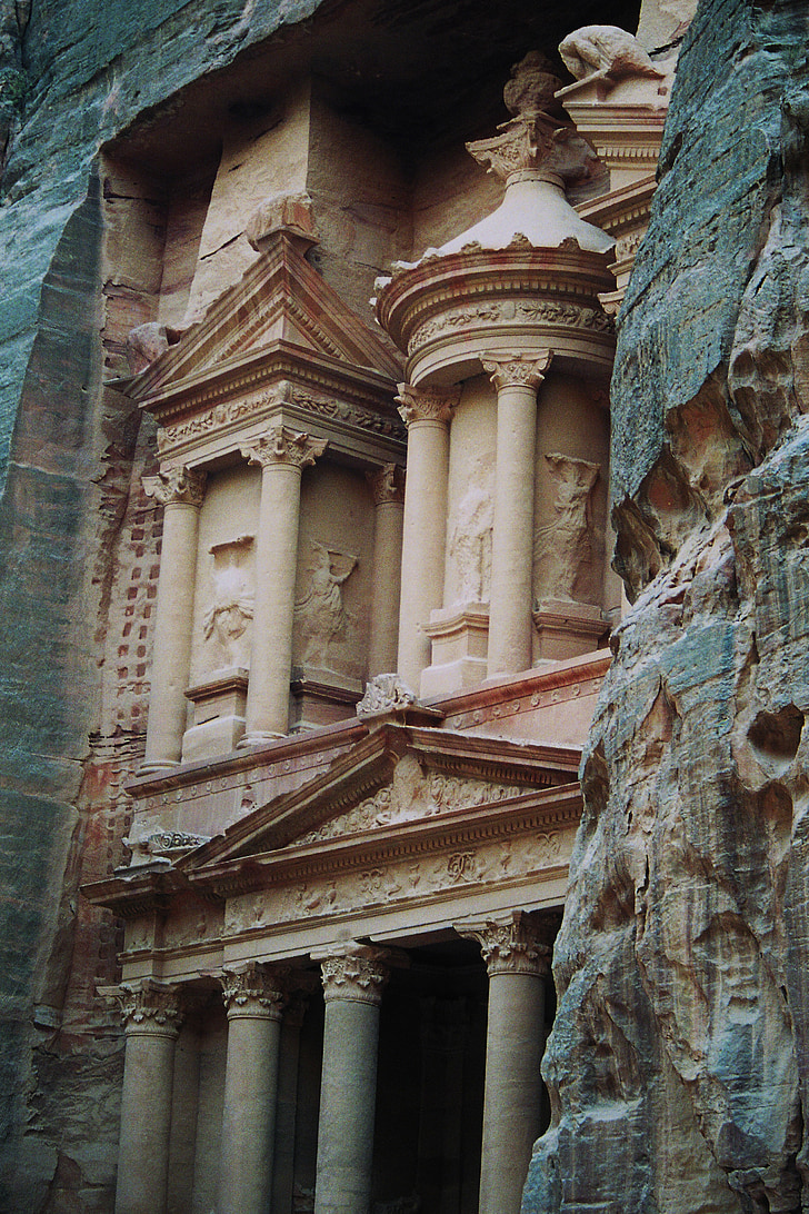 Ministerstvo financí, khazne firaun al, chrám, Petra, červená, barevné, Sík