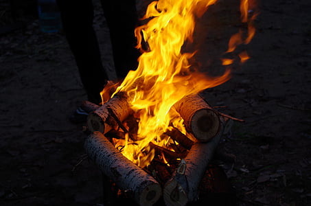 foc, nit, flama, carbons, foguera, Koster, foc - fenomen natural