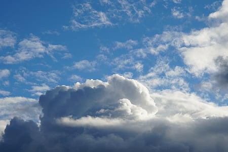 nori Cumulus, nori, cer înnorat, natura, albastru, vremea, aer