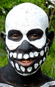 maska, malované, obličej, černá, bílá, make-upu, umělecké
