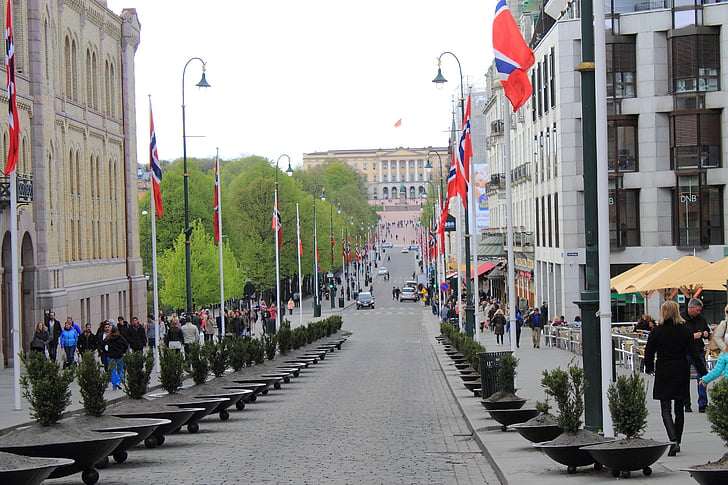 Oslo, Norvegia, Casa del re, cancello del Karl johans