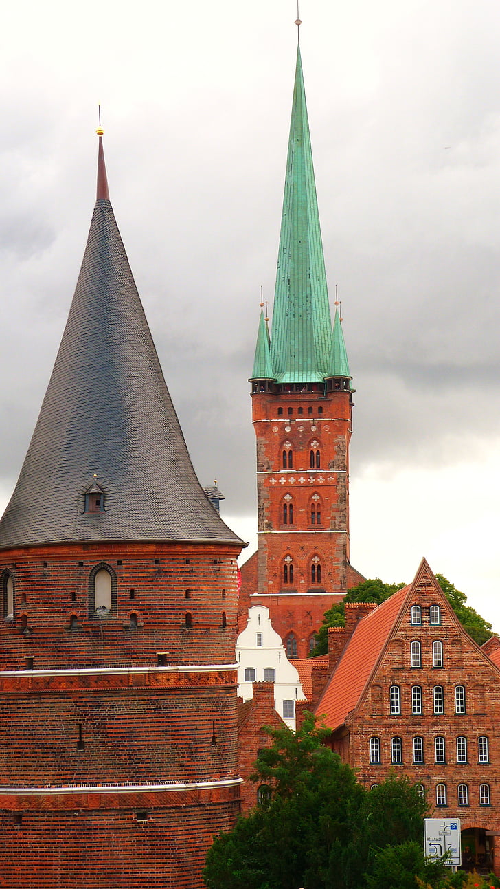 Lübeck, Liga Hanseática, gótico, arquitetura, impressionante, edifício, Torre
