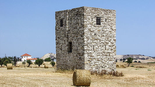 cyprus, alaminos, tower, architecture, traditional, stone, building