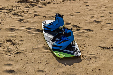kite surfing, sportovní, zařízení, deska, Surfing boty, pláž, písek