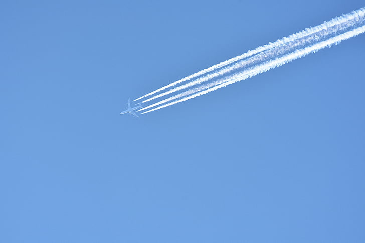avion, traînée de condensation, Sky, mouche, vol, bleu, Flyer
