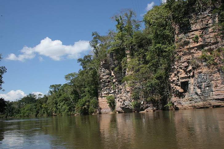 steen, de kalksteen rivier tangará, Rio, natuur, rivier, boom, water