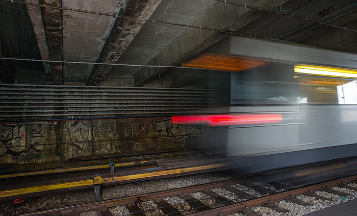 Metro, kecepatan, kereta bawah tanah, lampu ekor, transportasi, transportasi, gerak