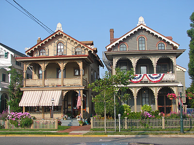 guerny cmhd, къщи, сгради, улица, Ню Джърси, историческата област, фасада