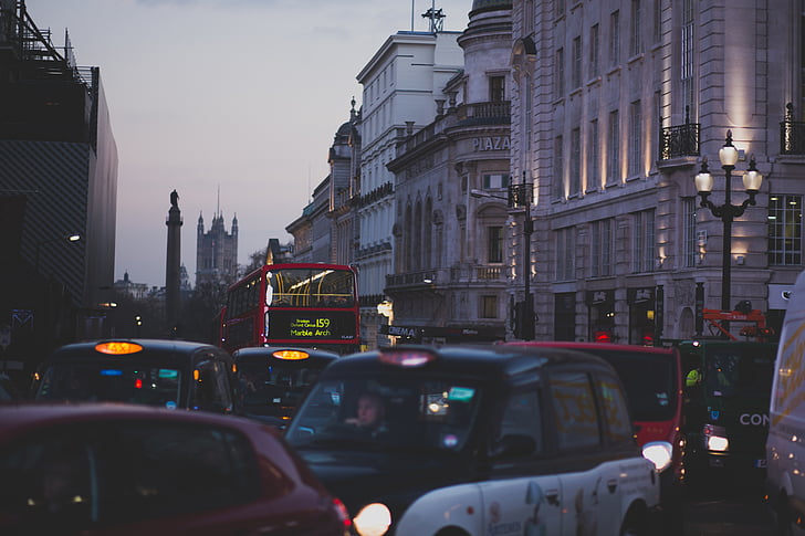 bangunan, Bus, Mobil, Kota, selai, London, jalan