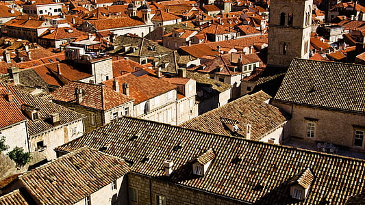 cubiertas, techos naranja, techos de castaños, Dubrovnik, Croacia, Europa, arquitectura