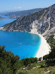 greece, island, sea, bay, turquoise, coast, summer