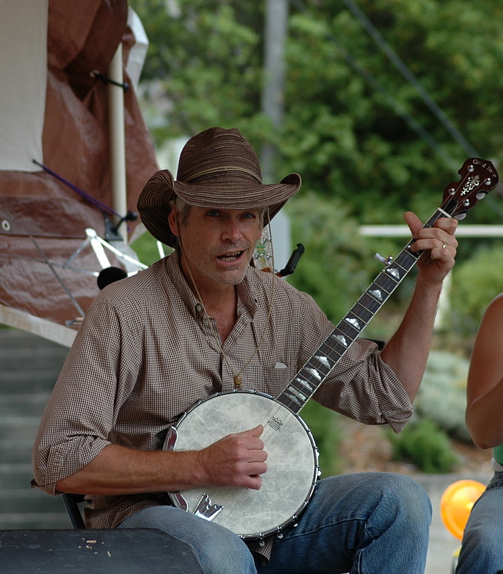 banjo, músico, instrumento, sonido, rendimiento, entretenimiento, país