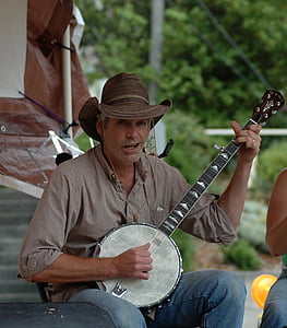 banjo, músico, instrumento, som, desempenho, entretenimento, país