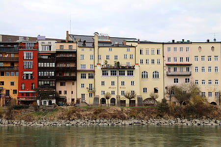 Wasserburg am inn, staden, floden, medeltiden, arkitektur, Bayern, rad av hus