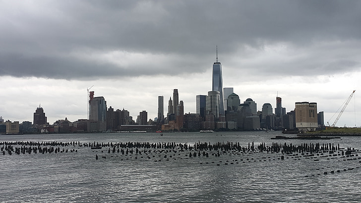 New york, bouře, město, Manhattan, počasí, Panorama, Panoráma města