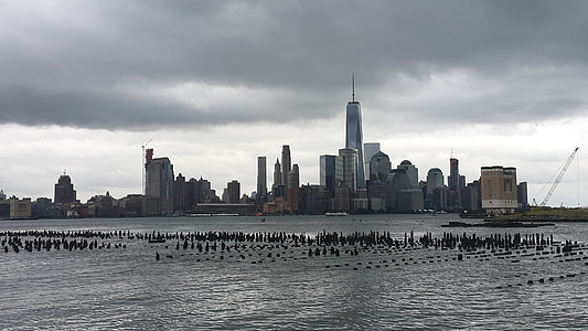 nueva york, tormenta, ciudad, Manhattan, tiempo en, Skyline, paisaje urbano