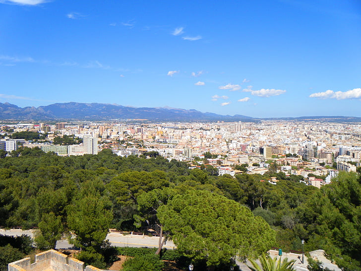 ciutat, Palma, Mallorca, Espanya, muntanyes, aglomeració, blocs