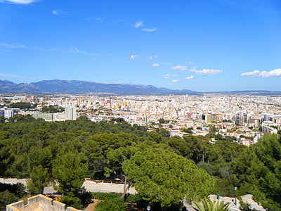 thành phố, Palma, Majorca, Tây Ban Nha, dãy núi, kết tụ, khối