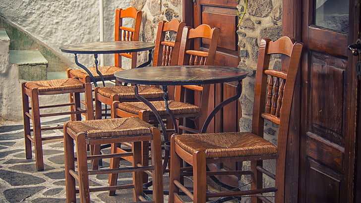 kaffe, stol, restaurang, bar, tabell, möbler, brun