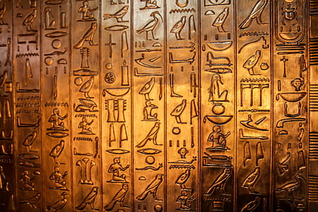 geroglifici, caratteri, d'oro, Egitto, faraonico, Luxor, tomba