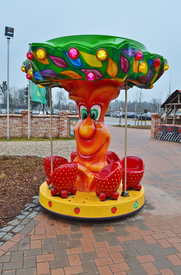 Carousel, vui vẻ, trẻ em, công viên giải trí, đầy màu sắc, niềm vui, bật