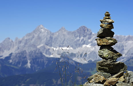 montanhas, Dachstein, Cairns, Alpina, azul, Panorama, céu