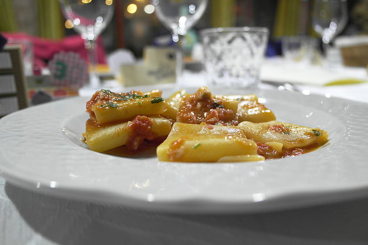 pasta, Restaurant, frokost, middag, paccheri, sovs, sauce