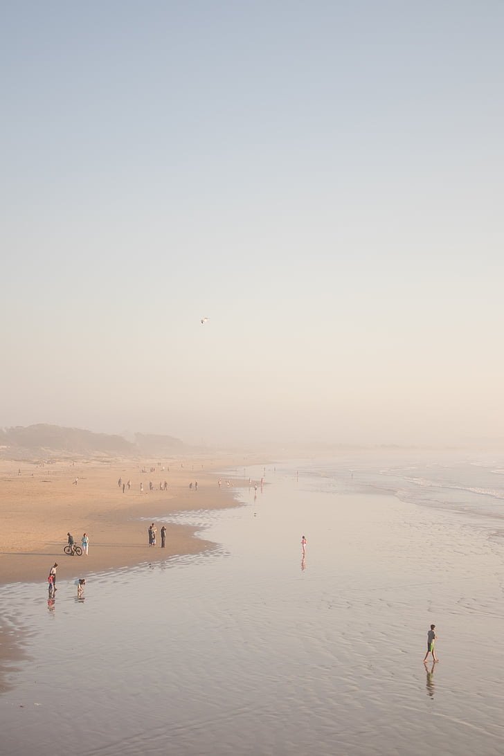 beach, water, tide, tidal, sand, sandy, foggy
