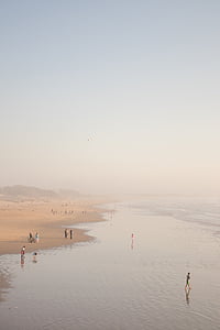 beach, water, tide, tidal, sand, sandy, foggy