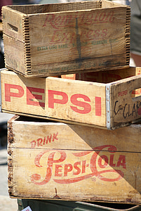 pepsi, pop, soda, vintage, marketing, crates, wood