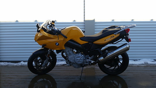 мотоцикл, BMW, мотоцикл, спортивний мотоцикл, жовтий, припаркований, колесо