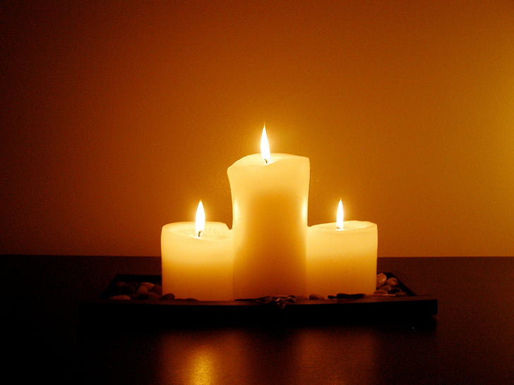 Medytacja, przy świecach, Dim, płomień, ogień, noc, ciemne